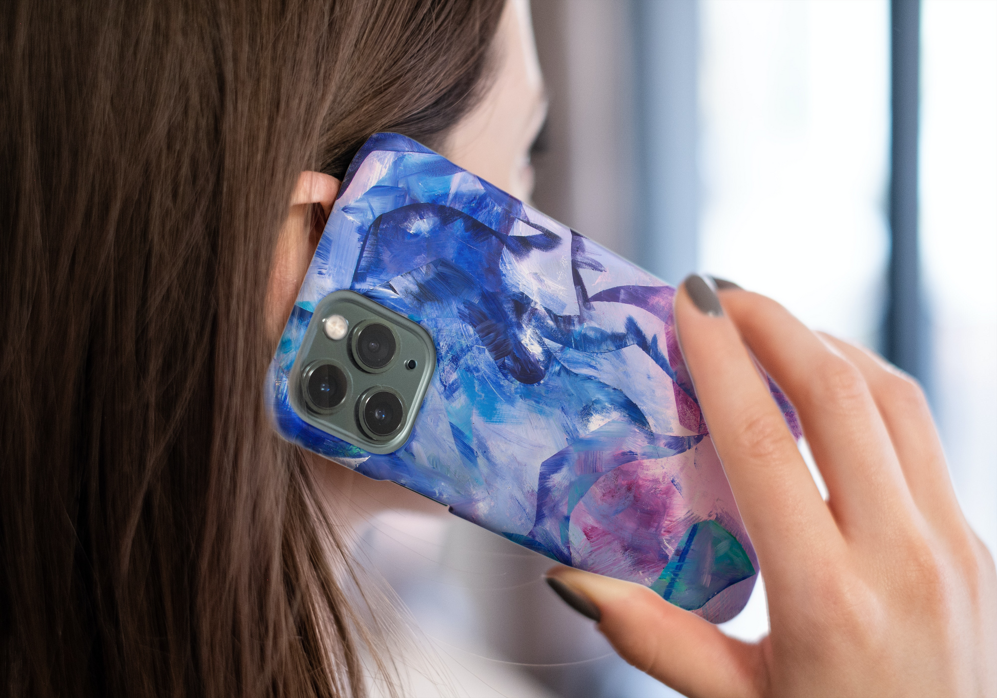 Woman holding Exploration art print iPhone tough phone case