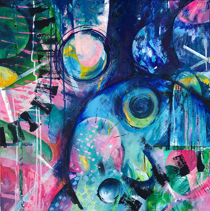 Awakening original abstract painting using acrylic on canvas by artist Melanie Howells
