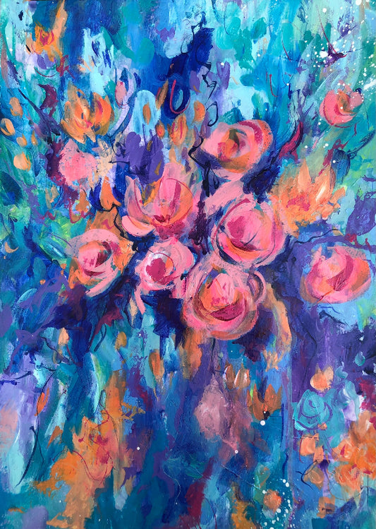 Pretty in Pink, A3 size, unframed painting