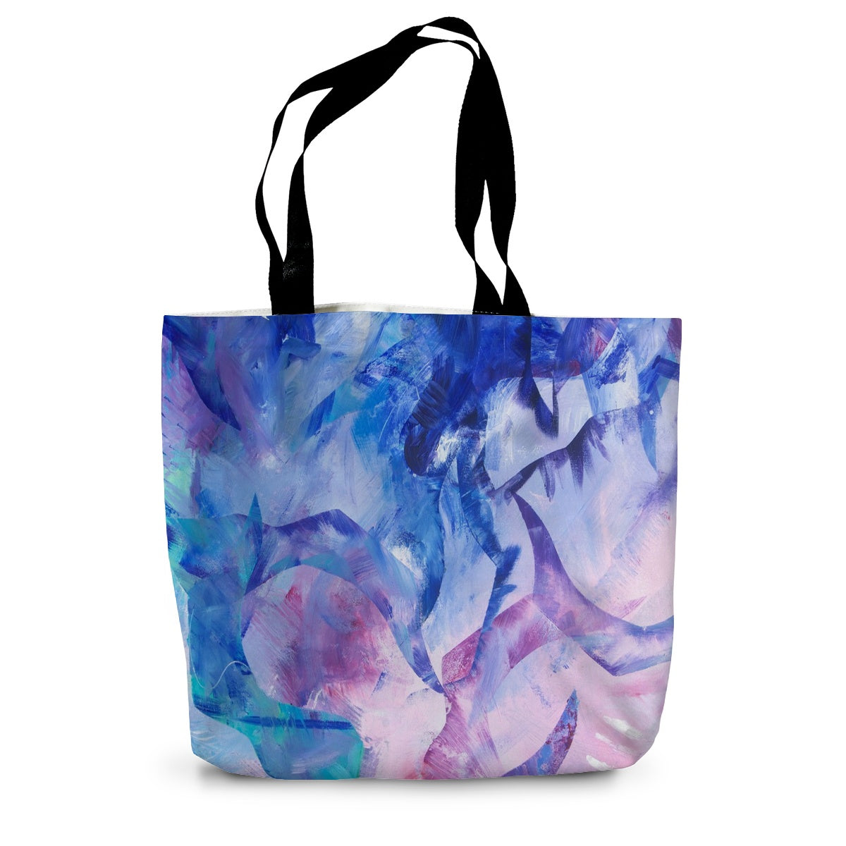 Tote bag with black handles featuring an art print taken from the painting Exploration by artist Melanie Howells