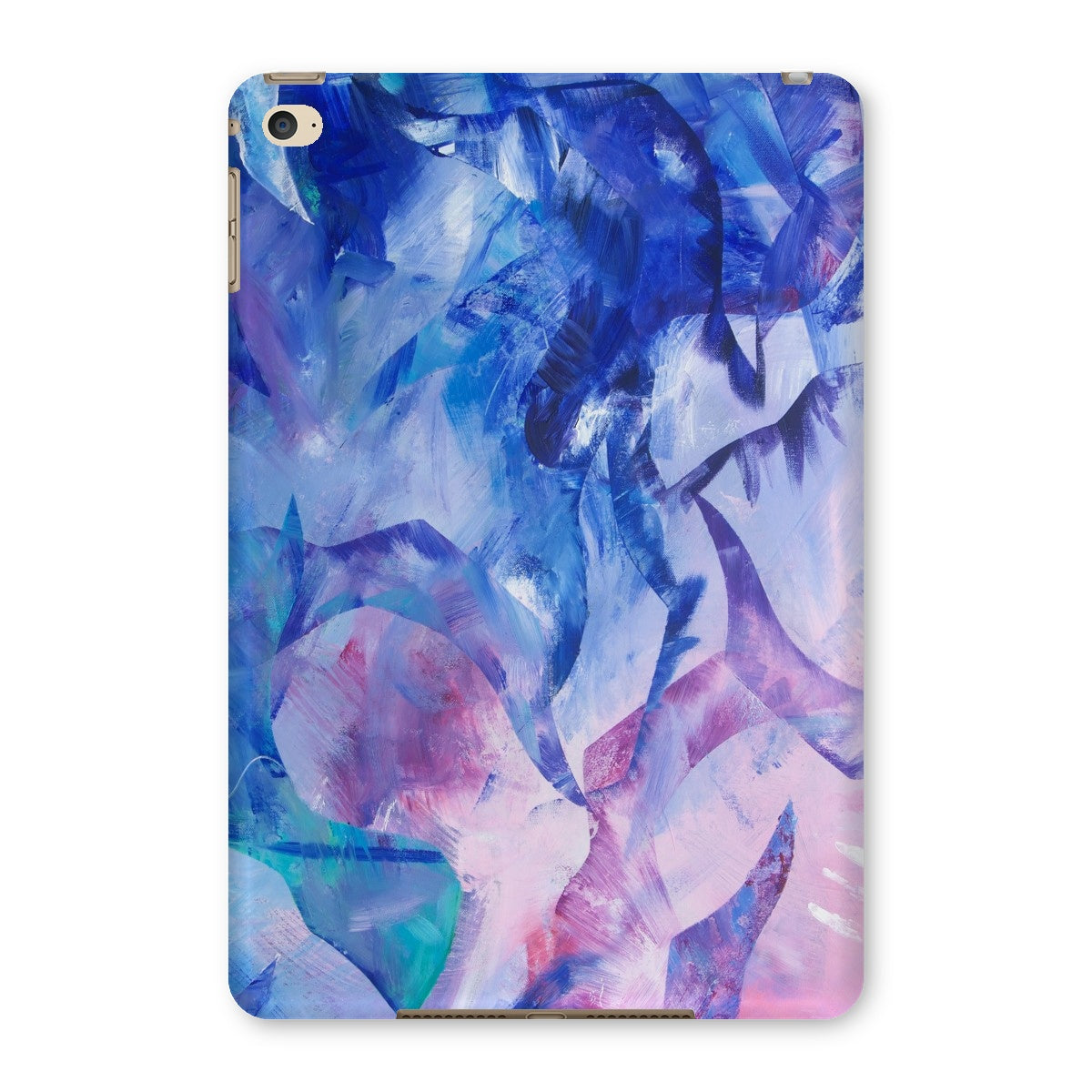 Protective iPad tablet case featuring Exploration art print in blue, purple and pink