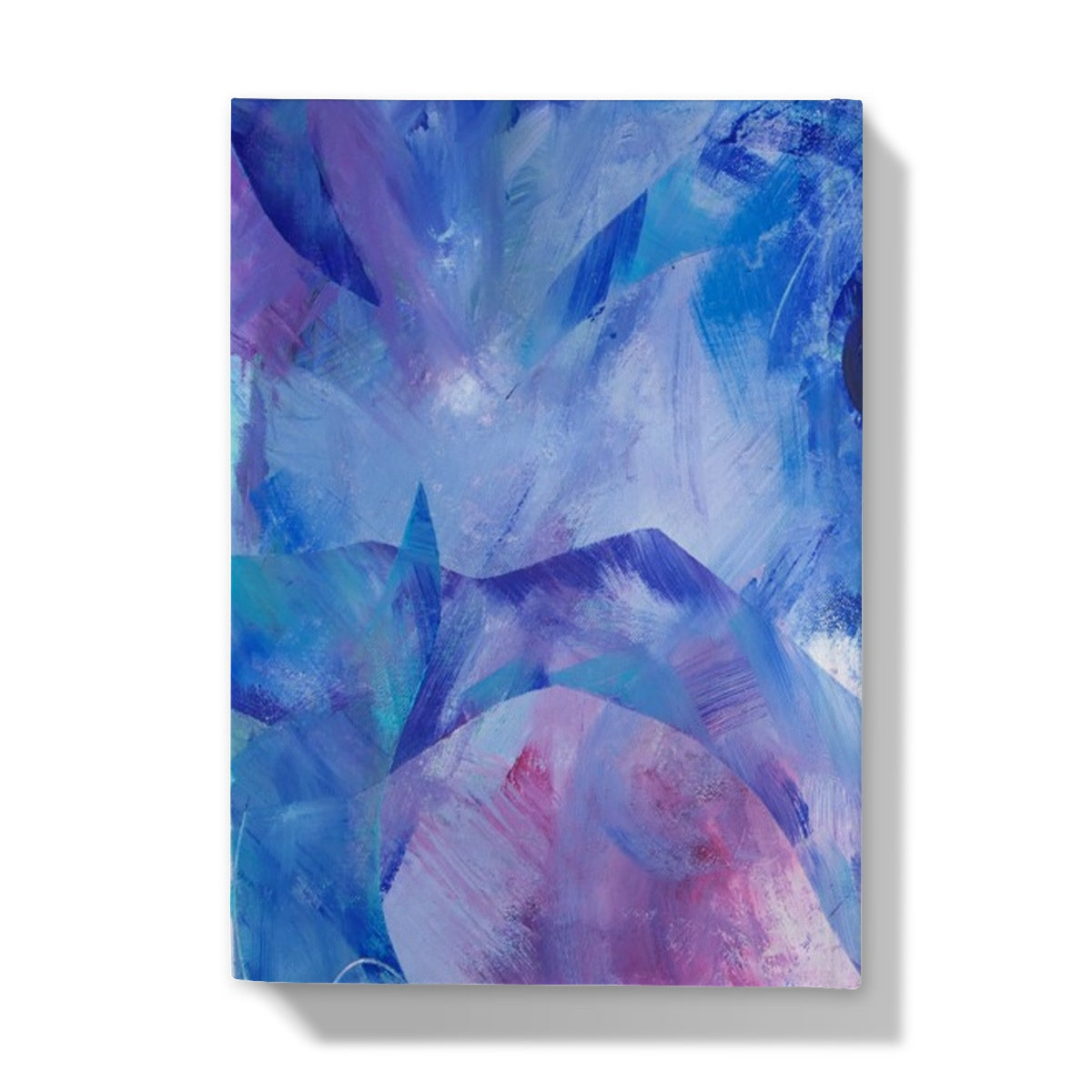 Back cover of hardback journal 5x7 inches featuring the Exploration art print in blue, purple and pink