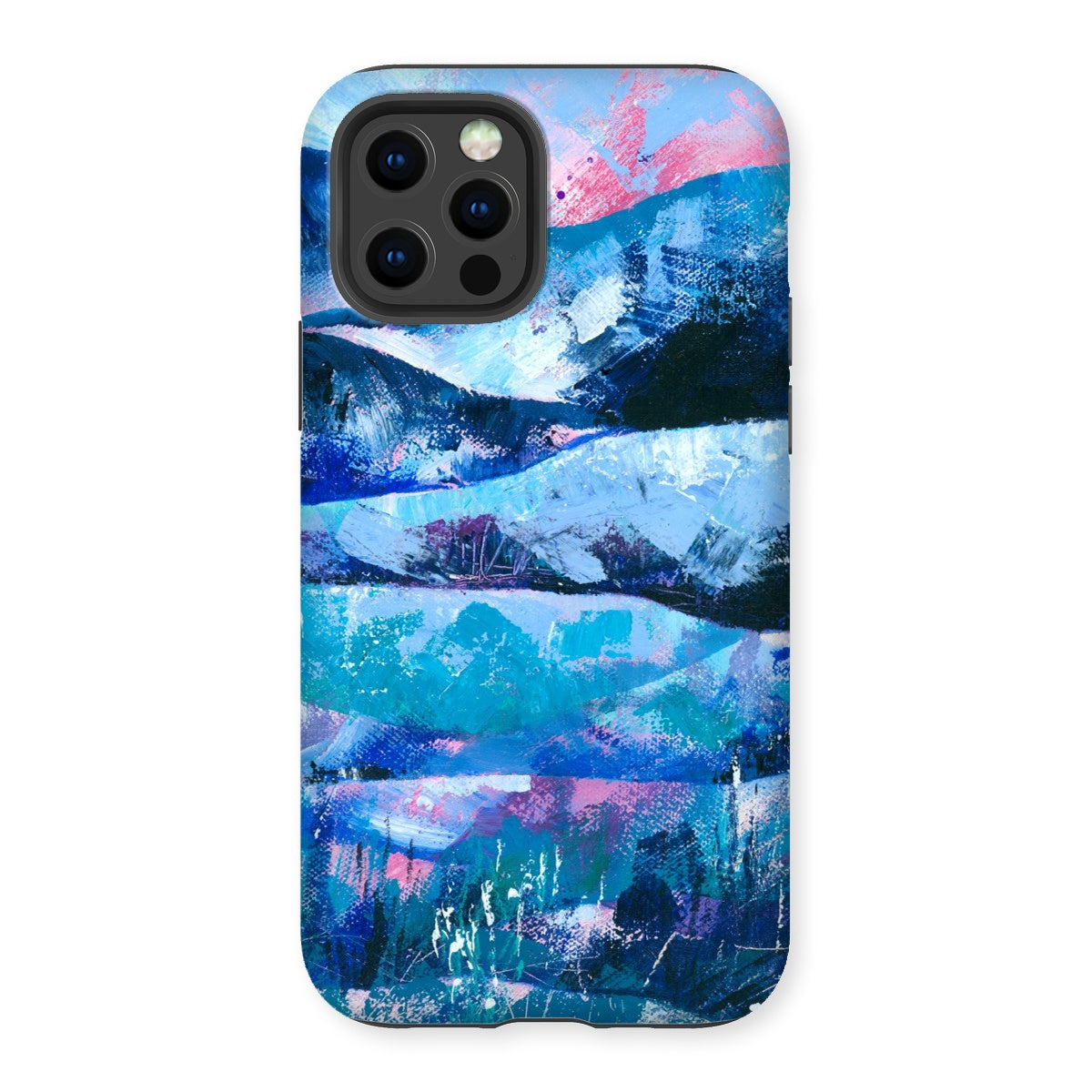 Tranquility blue and pink abstract art mobile phone protective case for iphones and samsung galaxy