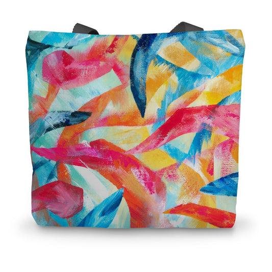 Colourful canvas tote bag featuring an art print taken from the painting Adventure by artist Melanie Howells