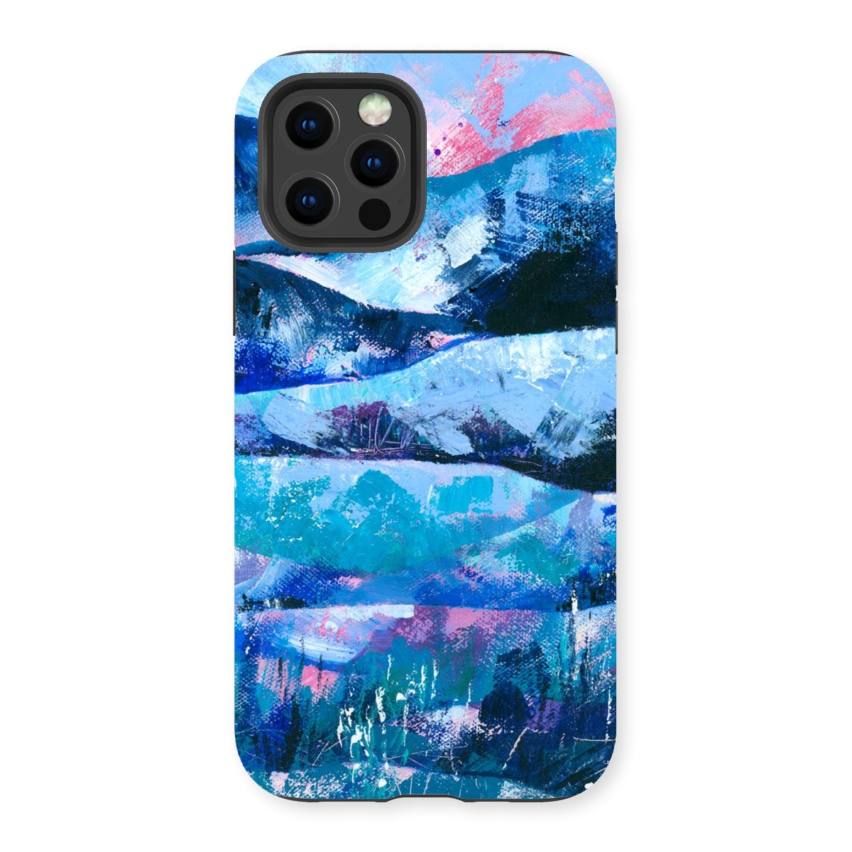 Tranquility blue and pink abstract art mobile phone protective case for iphones and samsung galaxy