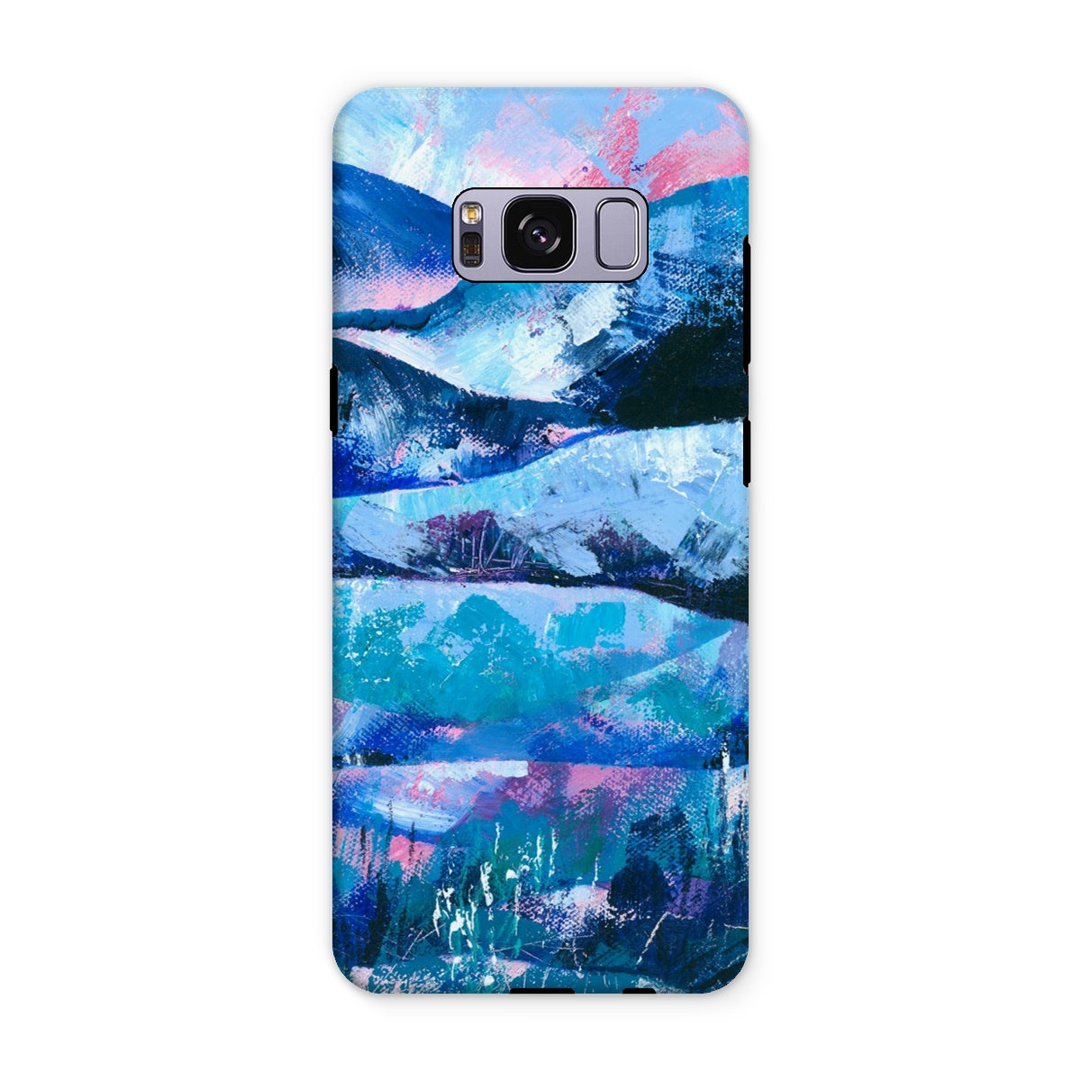 Tranquility blue and pink abstract art mobile phone protective case for iphones and samsung galaxy