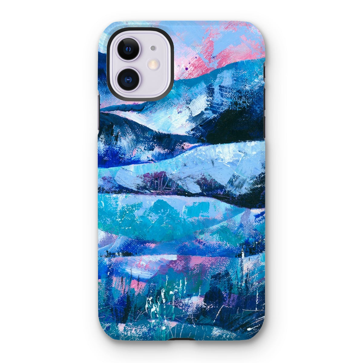 Tranquility blue and pink abstract art mobile phone protective case for iphones and samsung galaxy