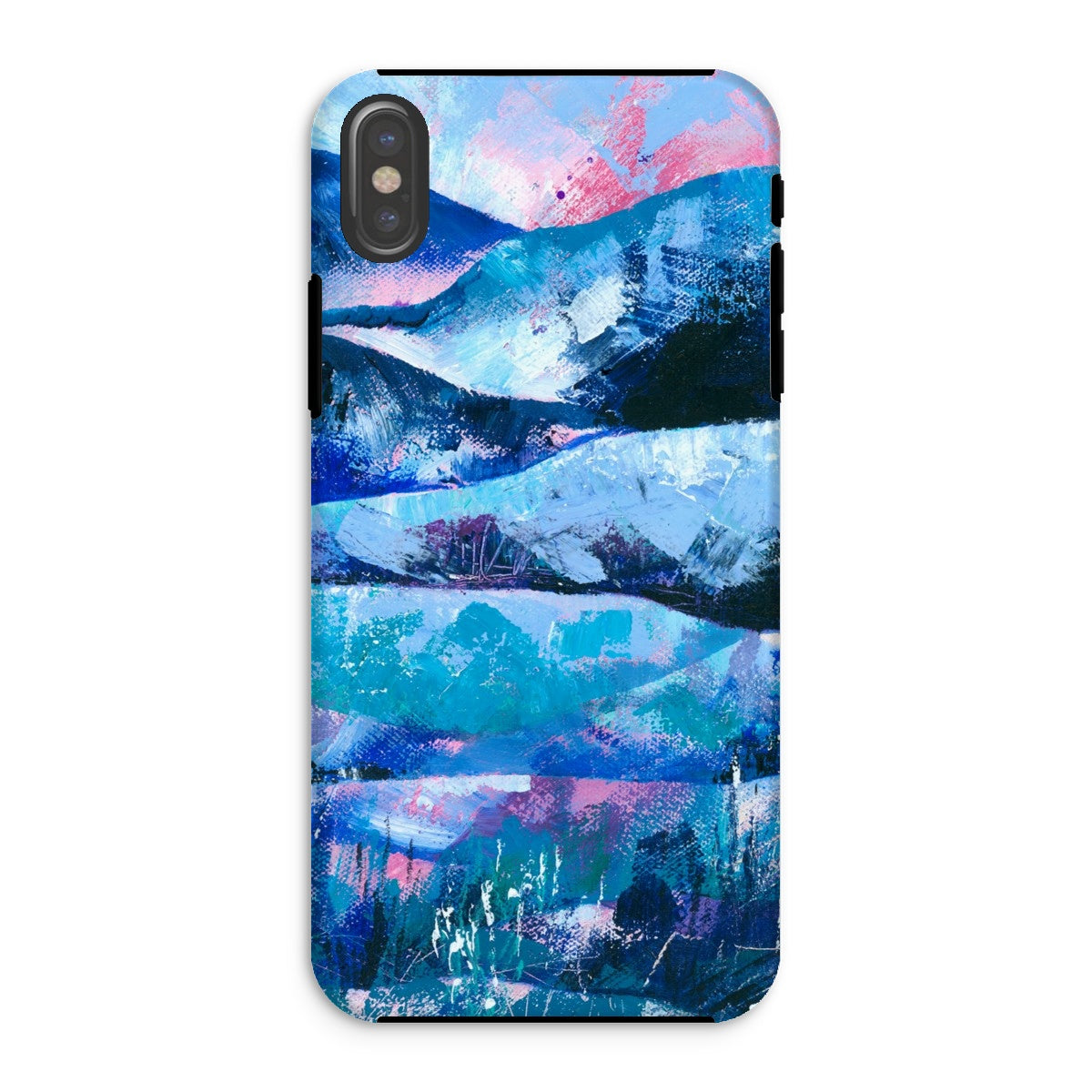 Tranquility blue and pink abstract art mobile phone protective case for iphones and samsung galaxy