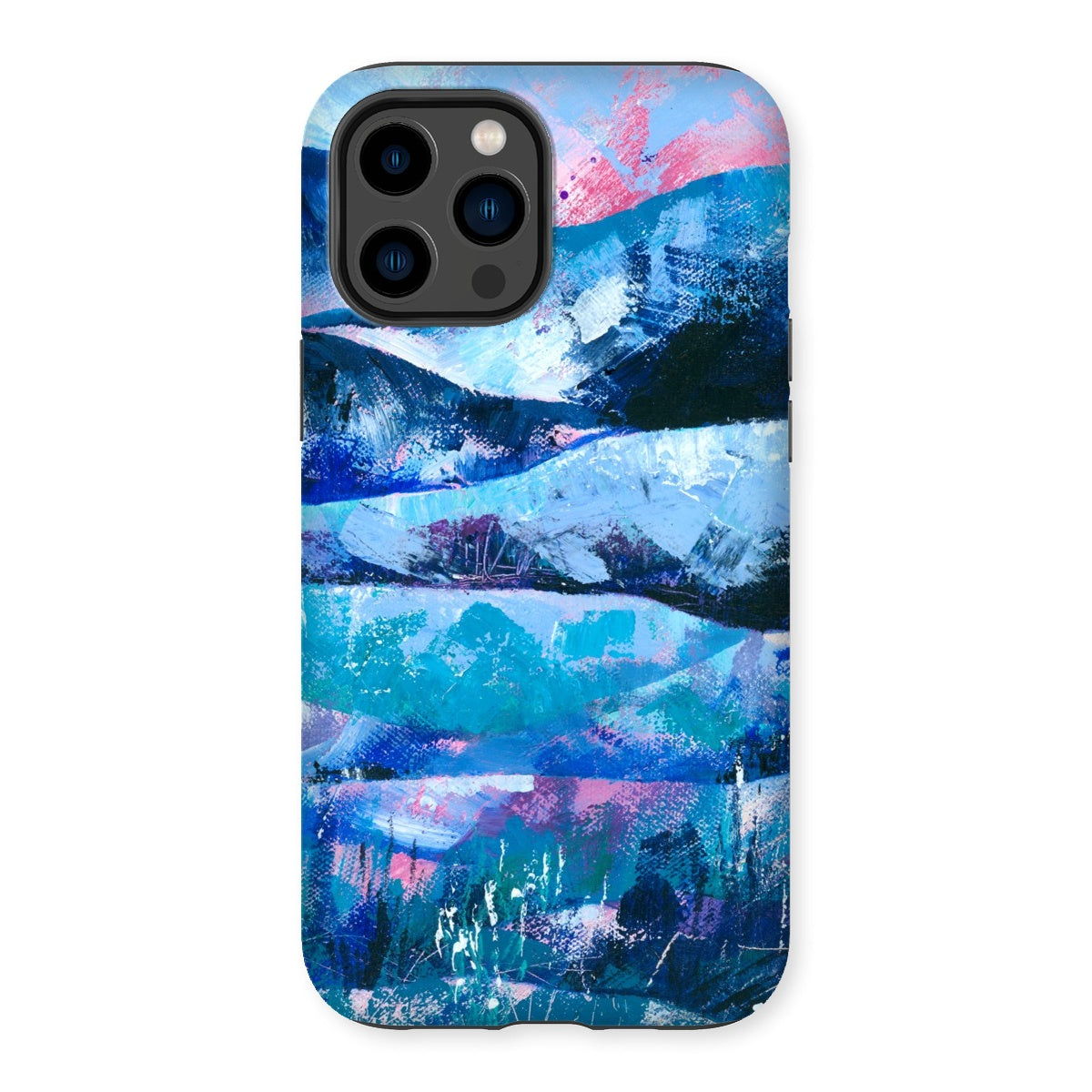 Tranquility blue and pink abstract art mobile phone protective case for iphones and samsung galaxy