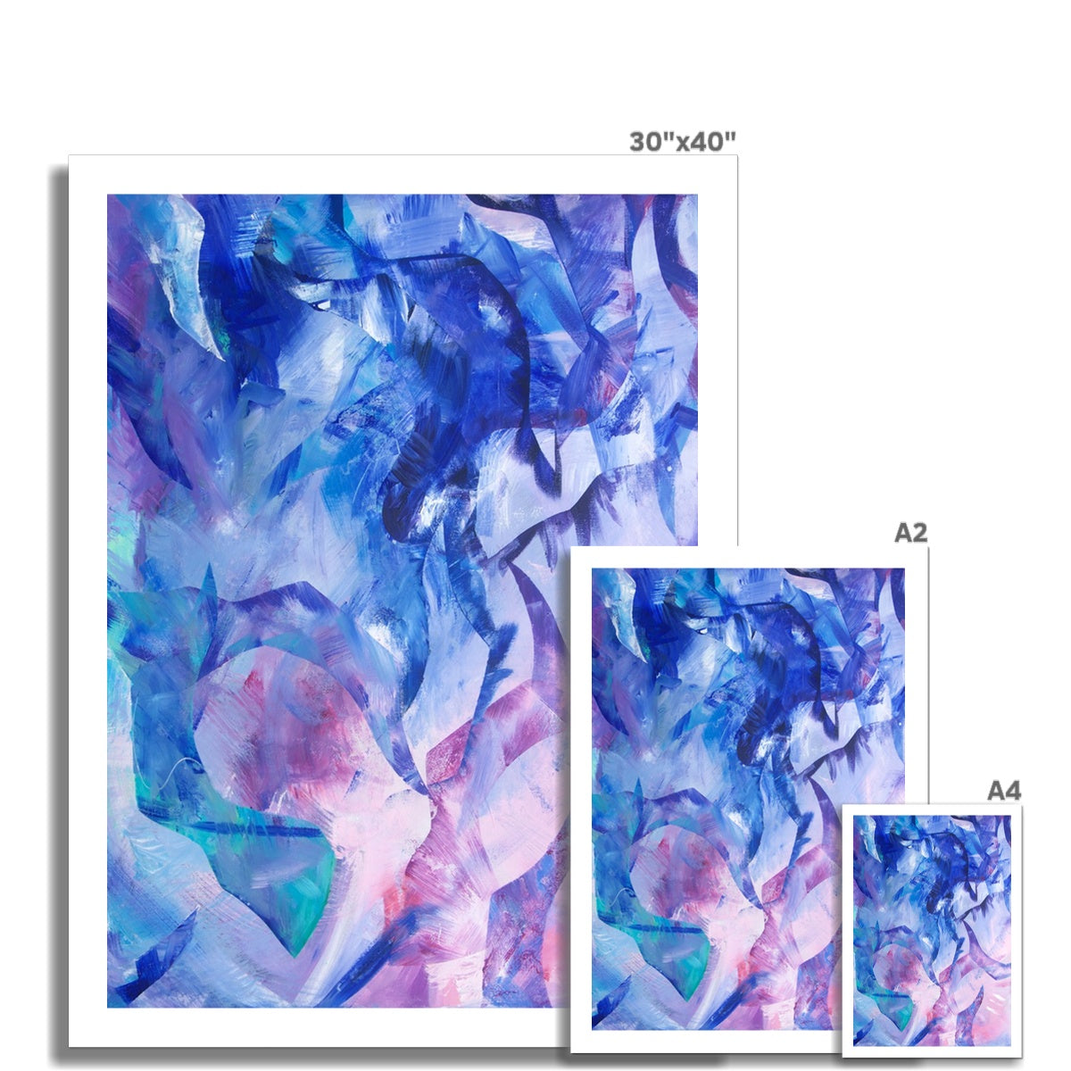 Exploration fine art print shown in different sizes, to scale with one another.