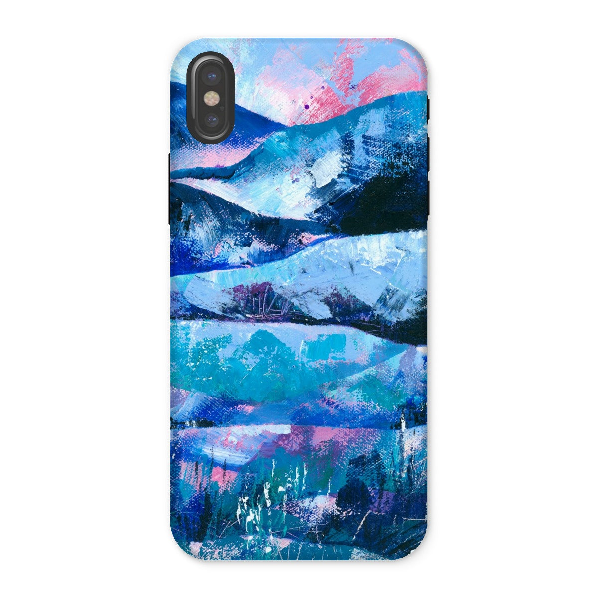 Tranquility blue and pink abstract art mobile phone protective case for iphones and samsung galaxy