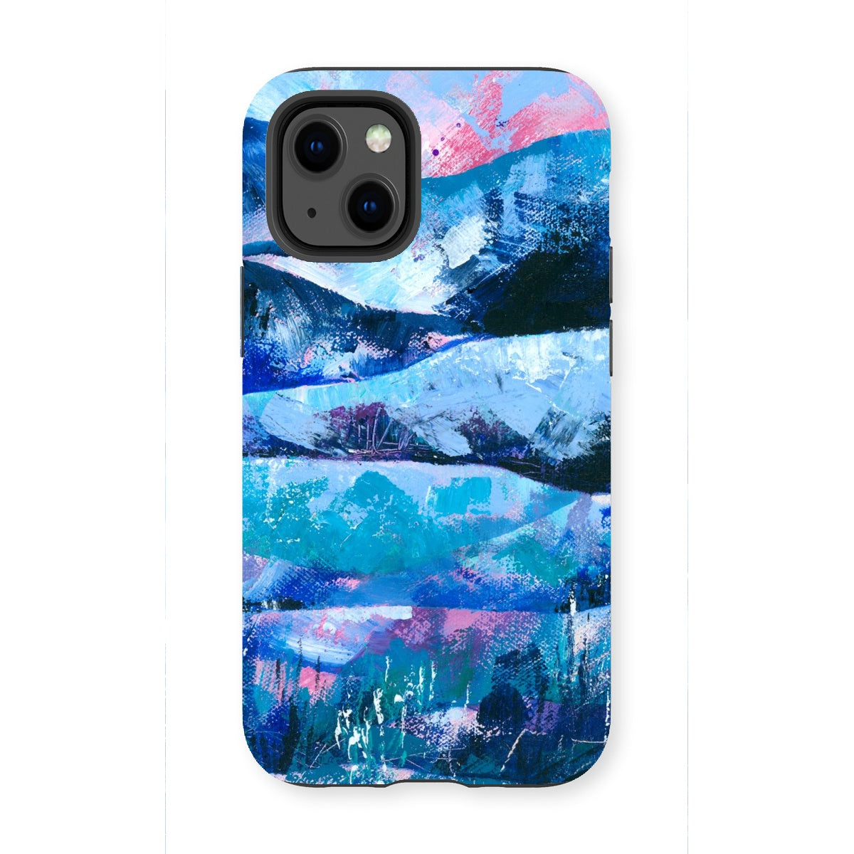 Tranquility blue and pink abstract art mobile phone protective case for iphones and samsung galaxy