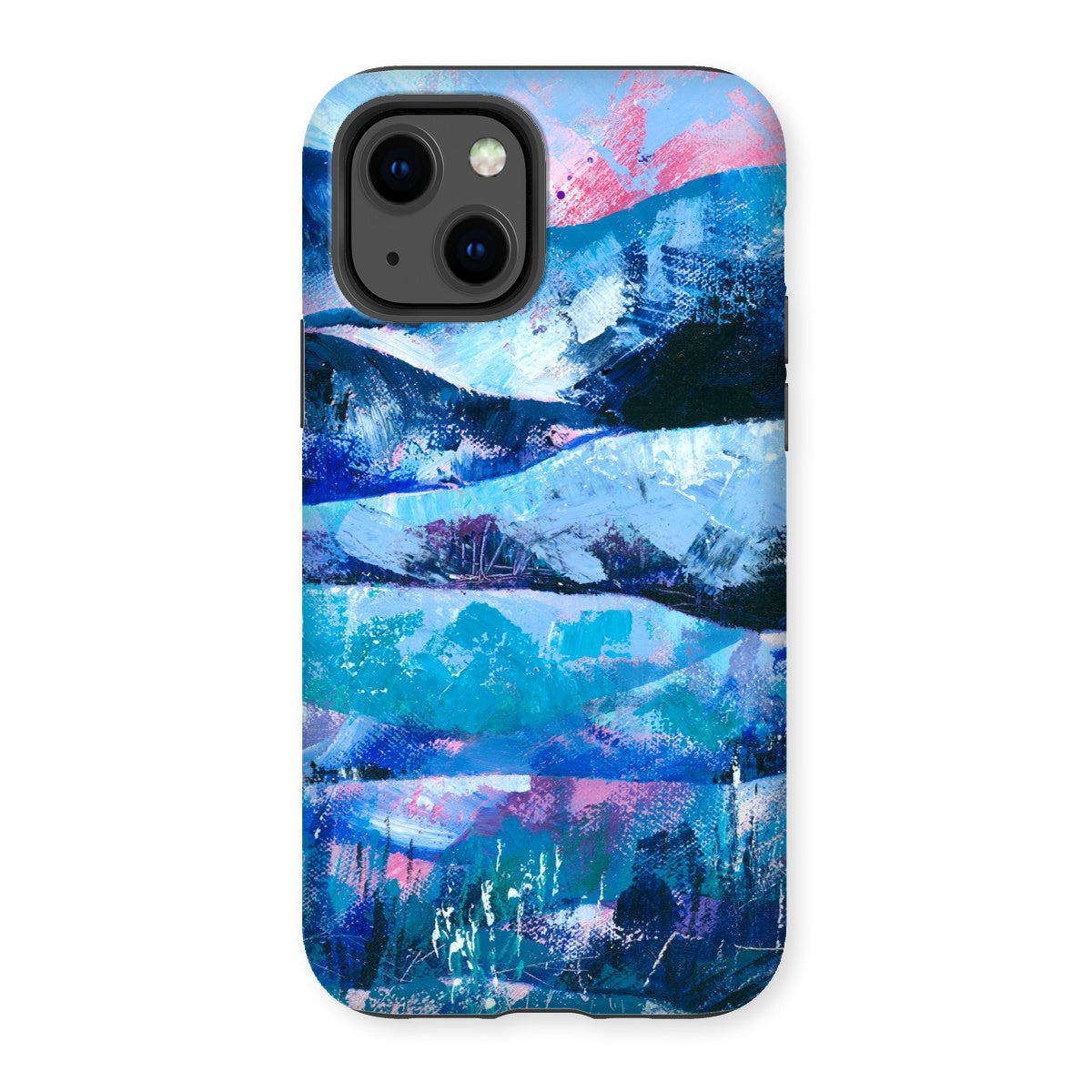 Tranquility blue and pink abstract art mobile phone protective case for iphones and samsung galaxy