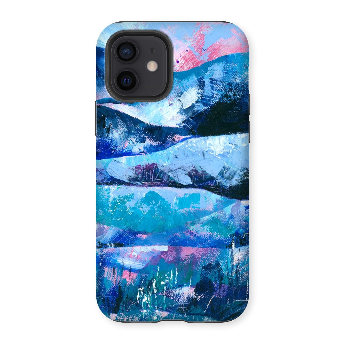 Tranquility blue and pink abstract art mobile phone protective case for iphones and samsung galaxy