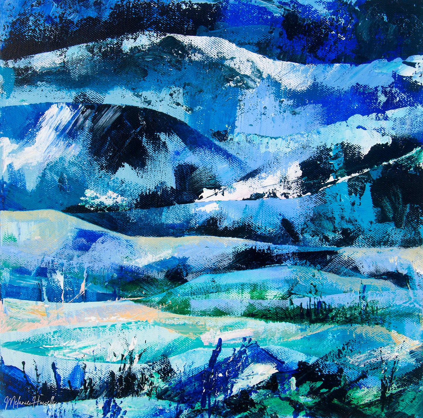 into the Blue abstract landscape painting by Melanie Howells