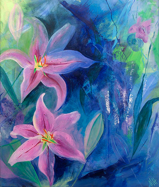 Lilies in Bloom Floral Painting, 50x60cm