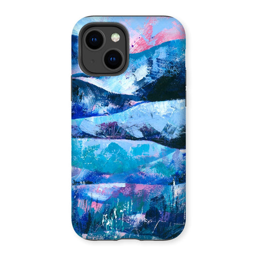 Tranquility blue and pink abstract art mobile phone protective case for iphones and samsung galaxy