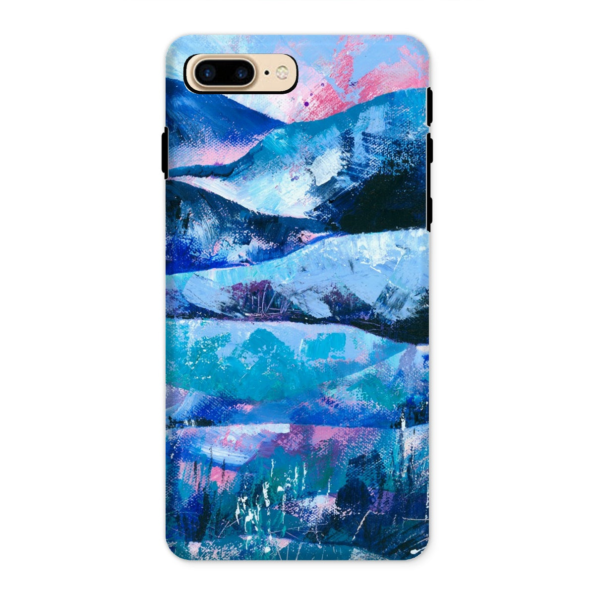 Tranquility blue and pink abstract art mobile phone protective case for iphones and samsung galaxy