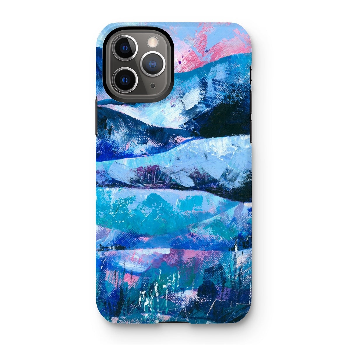 Tranquility blue and pink abstract art mobile phone protective case for iphones and samsung galaxy