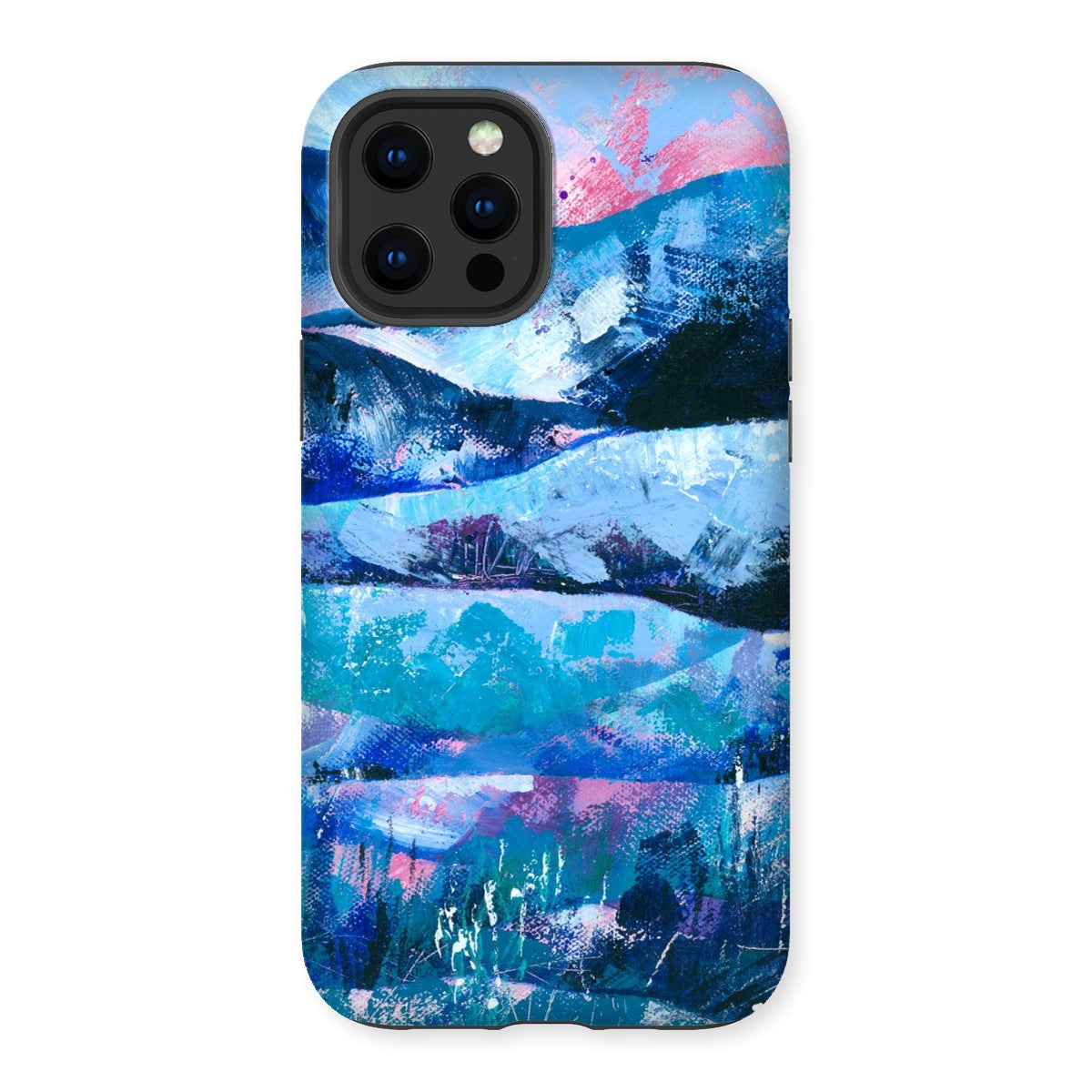 Tranquility blue and pink abstract art mobile phone protective case for iphones and samsung galaxy