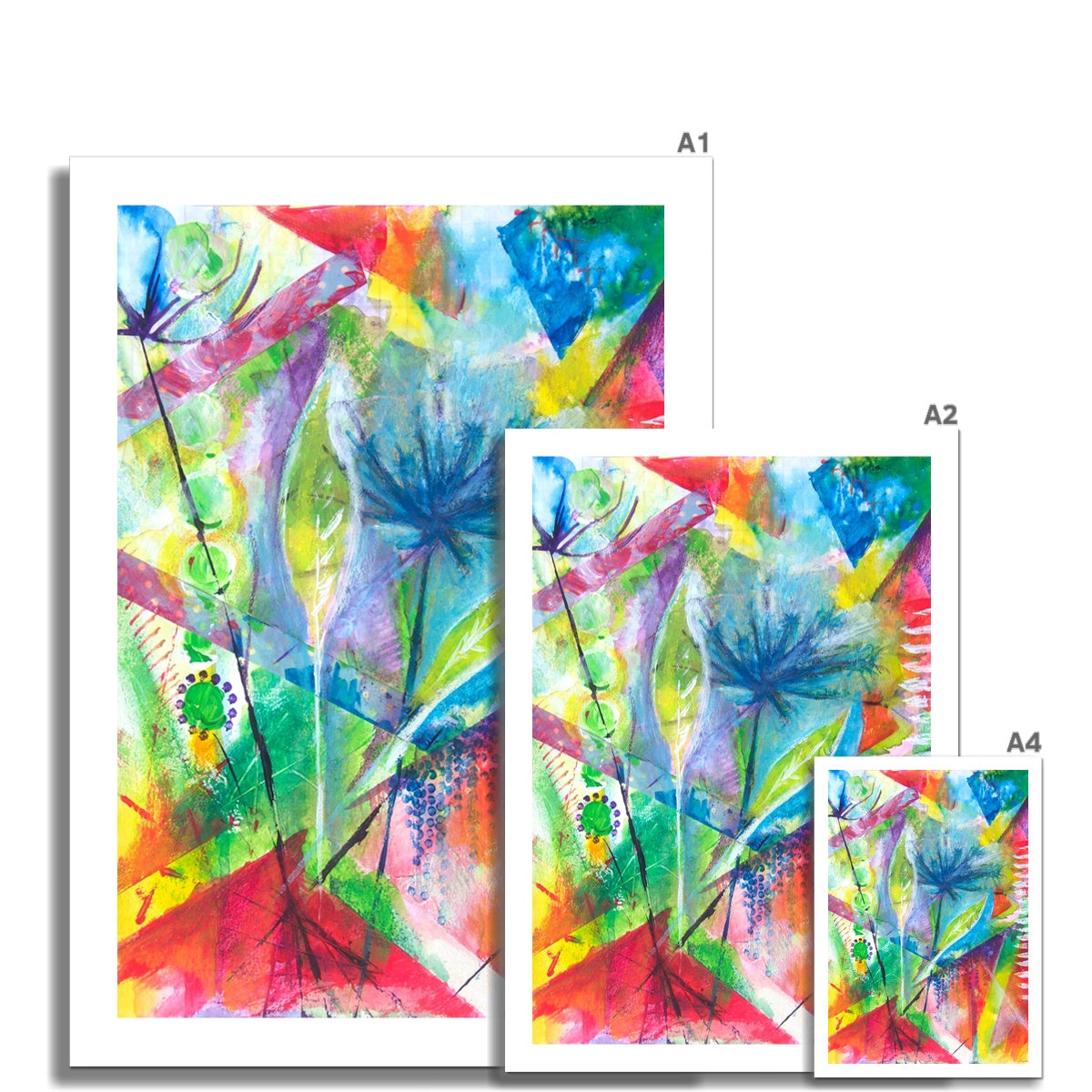 Flourish fine art print shown in different sizes, to scale with one another.