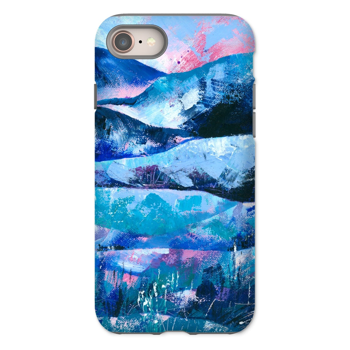 Tranquility blue and pink abstract art mobile phone protective case for iphones and samsung galaxy