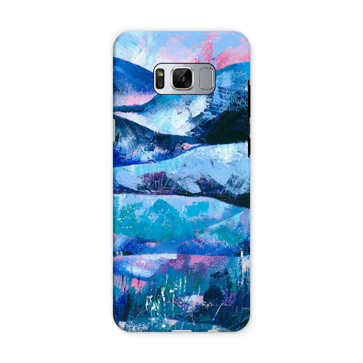 Tranquility blue and pink abstract art mobile phone protective case for iphones and samsung galaxy